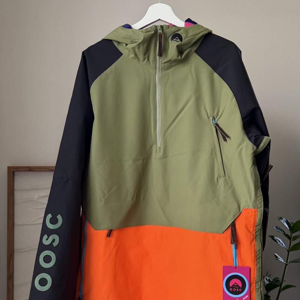 NWT Men's OOSC Snow Park Overhead Ski Jacket Green Orange Khaki Size XL NEW